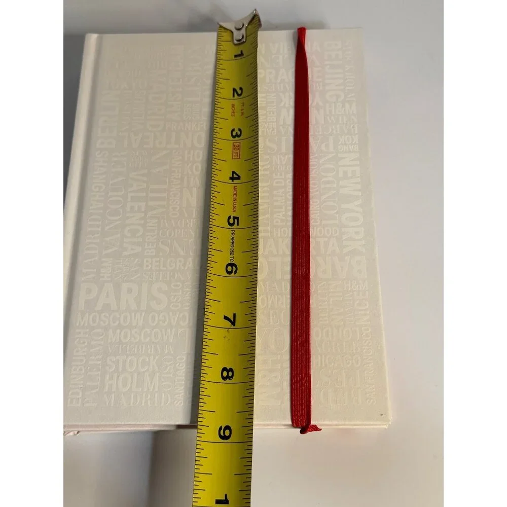 Set of 2 White Travel‎ Daily  Journals Embossed City Word Notebooks Red Band 9